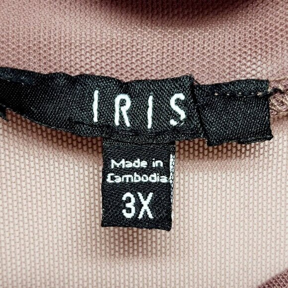 Sheer Burgundy Bodysuit Embellishments Long Sleeve Mock Neck Stretch Fit IRIS 3X - Picture 2 of 10